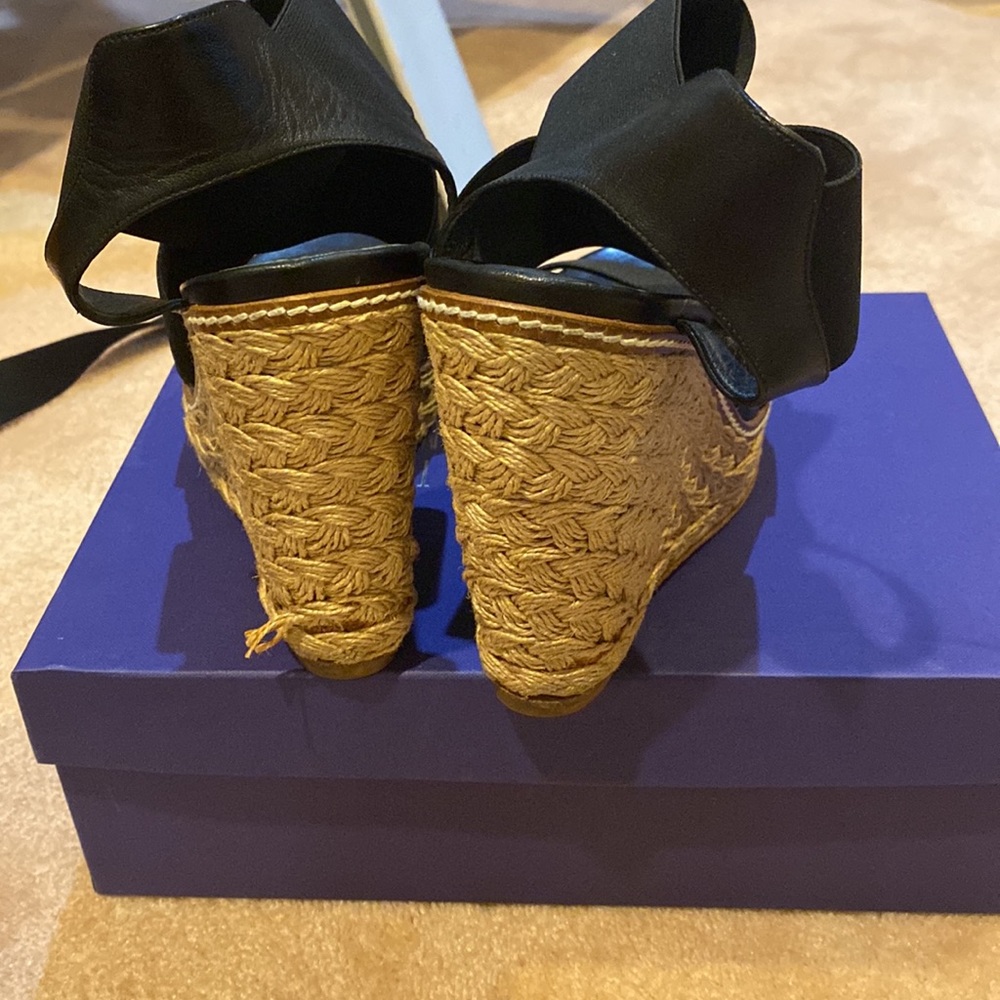 Stuart Weitzman Black Elastic Espadrilles Size 9.5 - image 2